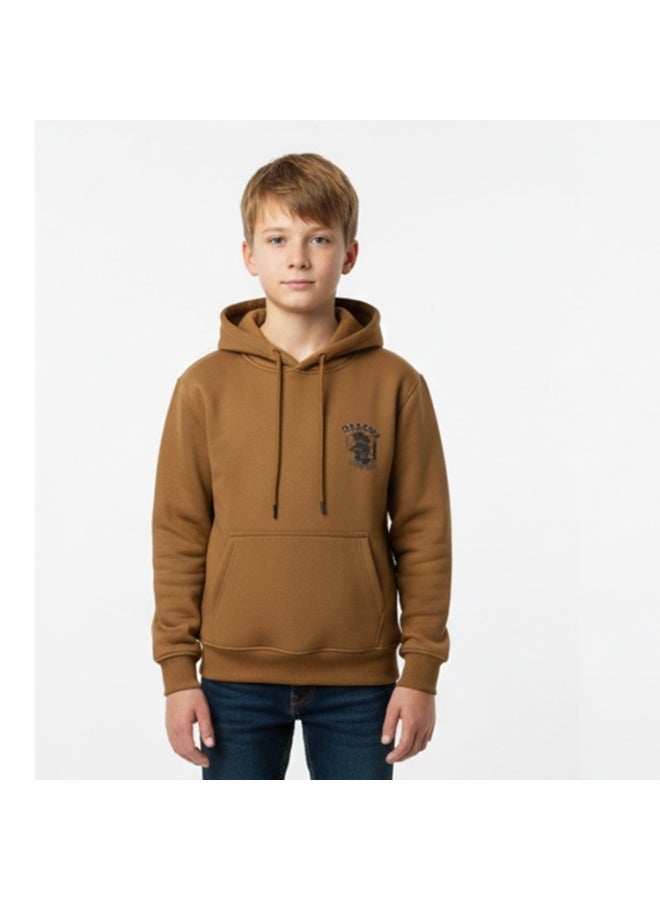 Caesar Milton boys' winter hoodie with prints on the chest and back - Image 1